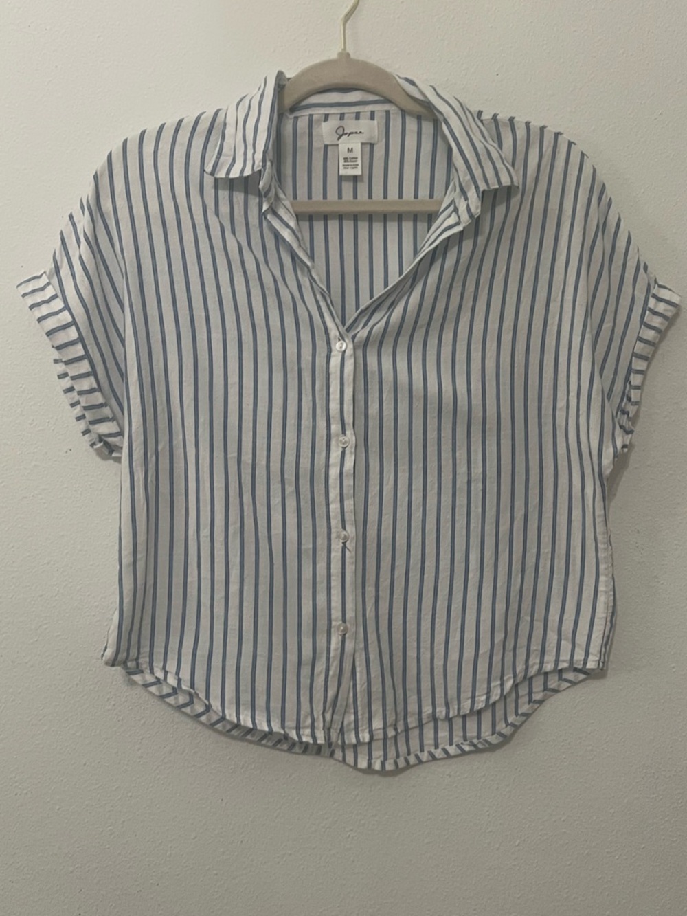 Japna Light Blue and White Vertical Stripe Button-up shirt Medium preppy beach
